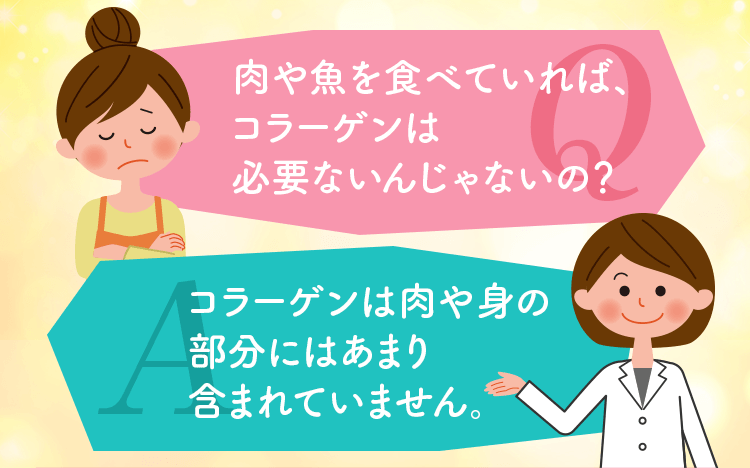 コラーゲンは肉や身の部分にはあまり含まれていません