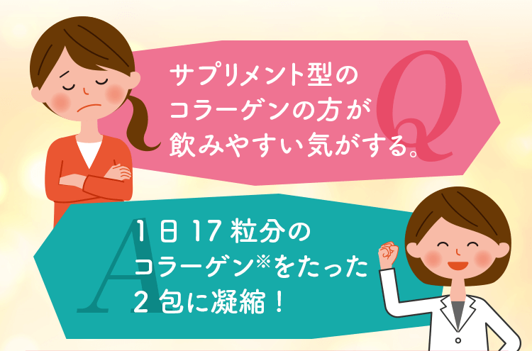 1日17粒分のコラーゲンをたった2包に凝縮