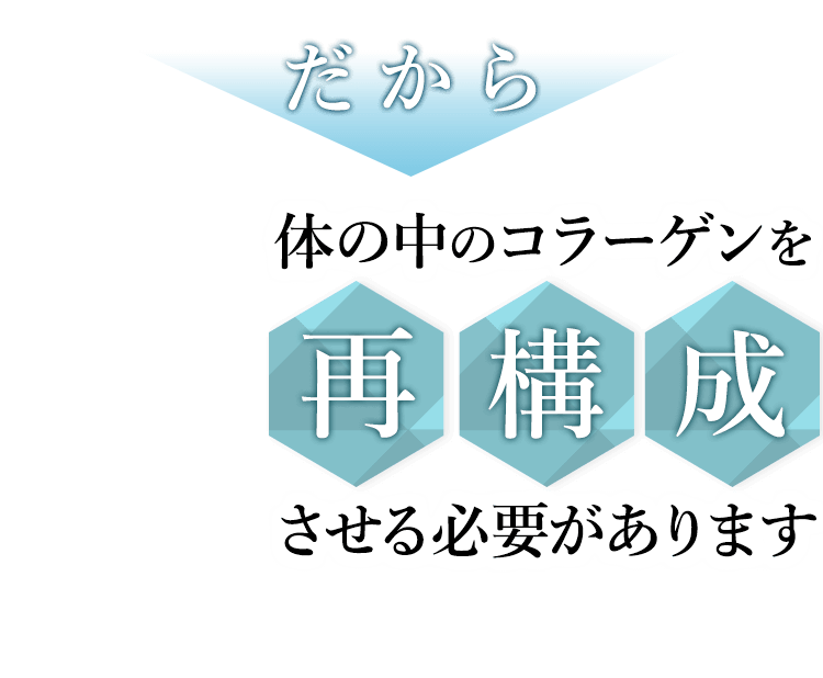 コラーゲンを摂って体内のコラーゲンを合成させる必要があります